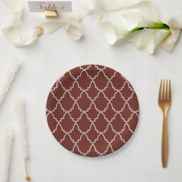 Burgundy Moroccan Lattice Pattern Papieren Bordje