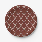 Burgundy Moroccan Lattice Pattern Papieren Bordje (Voorkant)