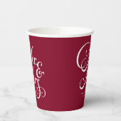 Burgundy Mr. & Mrs. gepersonaliseerde rustige brui Papieren Bekers (Links)
