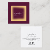 Burgundy Mustard. Artistische witte sociale media Vierkante Visitekaartje (Voorkant / Achterkant)