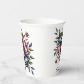 Burgundy Navy and Blush Peony Wedding Floral Papieren Bekers (Rechts)