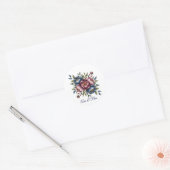 Burgundy Navy and Blush Peony Wedding Floral Ronde Sticker (Envelop)