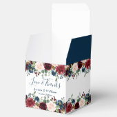 Burgundy Navy Blauw Bloemige Waterverf Bruiloft Bedankdoosjes (Geopend)