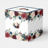 Burgundy Navy Blauw Bloemige Waterverf Bruiloft Bedankdoosjes (Achterkant)