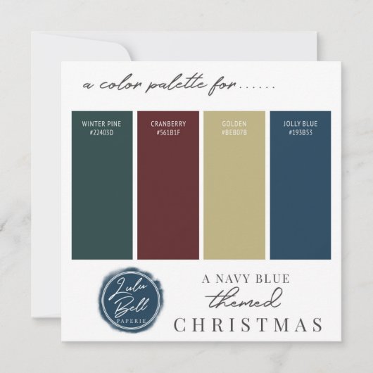 Burgundy Navy Blauw Goud & Groen Kleurenpaletkaart Kaart (Voorkant)