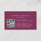 Burgundy Navy Blauwe Aquarel Bloemencode QR Code Visitekaartje (Achterkant)