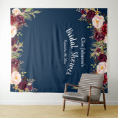 Burgundy Navy Blauwe Bloem Bruidsfeest Foto Prop Wandkleed (In Situ (horizontaal))