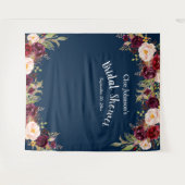 Burgundy Navy Blauwe Bloem Bruidsfeest Foto Prop Wandkleed (Voorkant (horizontaal))