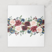 Burgundy Navy Blauwe Blush Bloemige Trouw Plaatskaartje (Buitenkant ongevouwen)