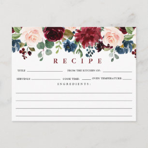 Burgundy Navy Blauwe Blush Bruiloft Feest Recept K Briefkaart