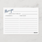 Burgundy Navy Blauwe Blush Bruiloft Feest Recept K Briefkaart (Achterkant)
