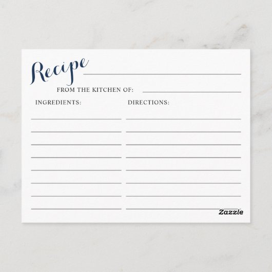 Burgundy Navy Blauwe Blush Bruiloft Feest Recept K Briefkaart (Achterkant)