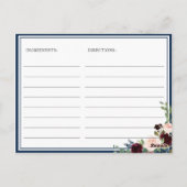 Burgundy Navy Blauwe Blush Bruiloft Feest Recept K Briefkaart (Achterkant)