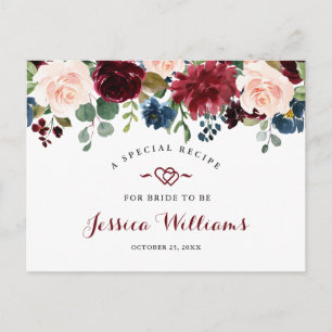 Burgundy Navy Blauwe Blush Bruiloft Recept Kaart