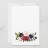 Burgundy Navy Blauwe Blush Rustieke Bloemige Trouw Save The Date (Achterkant)