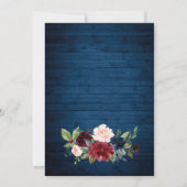 Burgundy Navy Blauwe Blush Rustieke Bloemige Trouw Save The Date (Achterkant)