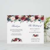 Burgundy Navy Blauwe Blush Trouwceremonieprogramma (Staand voorkant)