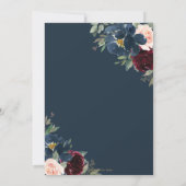 Burgundy Navy Bloem Bruiloft Save the Date Kaart (Achterkant)