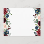 Burgundy Navy Bloemen VERLOVING FEEST Uitnodiginge Briefkaart (Achterkant)