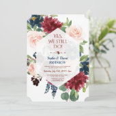 Burgundy Navy Bloemige Geometrische Huwelijksverja Kaart (Staand voorkant)