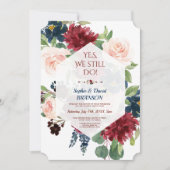 Burgundy Navy Bloemige Geometrische Huwelijksverja Kaart (Voorkant)