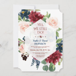 Burgundy Navy Bloemige Geometrische Huwelijksverja Kaart