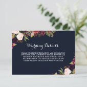 Burgundy Navy Bloemige Ontvangst Details Herfst Informatiekaartje (Staand voorkant)