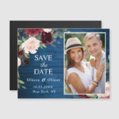 Burgundy Navy Blue Bewaar de Datum Magnetische Kaa (Voorkant / Achterkant)