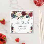 Burgundy Navy Blue Blush Bloemrijke Rustieke Feest Servet (Insitu)