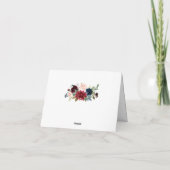 Burgundy Navy Blue Blush Floral Boho Bedankkaart (Achterkant)