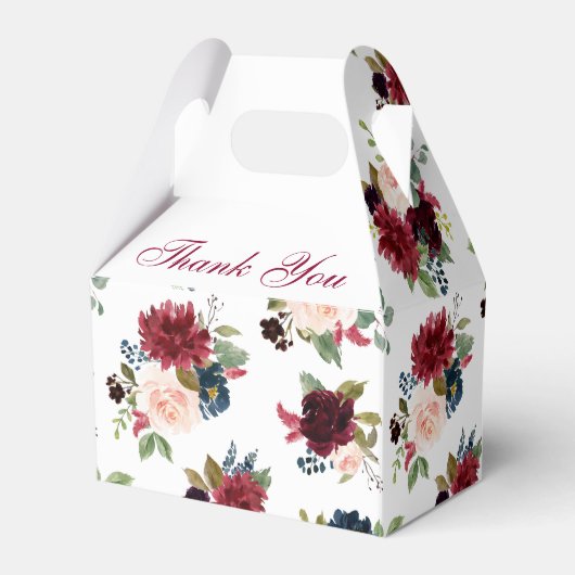 Burgundy Navy Blue Blush Floral Vrijgezellenfeest  Bedankdoosjes (Achterkant)