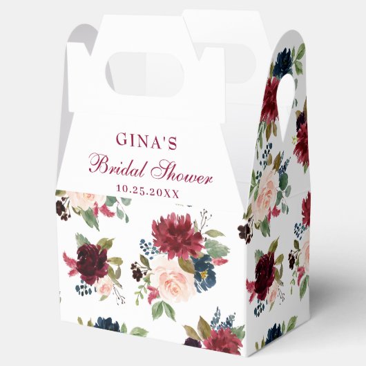 Burgundy Navy Blue Blush Floral Vrijgezellenfeest  Bedankdoosjes (Geopend)