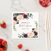 Burgundy Navy Blue Blush Floral Vrijgezellenfeest Servet (Insitu)