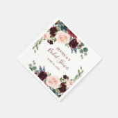 Burgundy Navy Blue Blush Floral Vrijgezellenfeest Servet (Hoek)