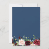Burgundy Navy Blue Blush Floral Waterverf Moving Aankondiging (Achterkant)
