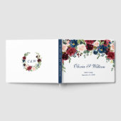 Burgundy Navy Blue Blush Floral Wedding Gastenboek (Volledig)