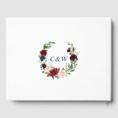 Burgundy Navy Blue Blush Floral Wedding Gastenboek (Achterkant)