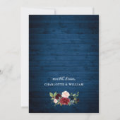 Burgundy Navy Blue Blush Flowers COUPLE SHOWER Kaart (Achterkant)