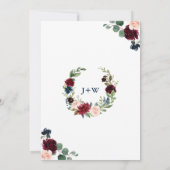 Burgundy Navy Blue Blush Flowers ENGAGTY Kaart (Achterkant)