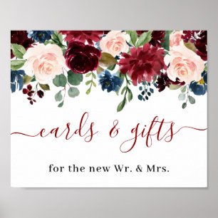 Burgundy Navy Blue Blush Kaarten & Gifts Wedding P Poster