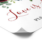 Burgundy Navy Blue Blush Love is Sweet Trouw Pos Poster (Hoek)