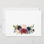 Burgundy Navy Blue Blush PHOTO Floral Wedding Save The Date (Achterkant)