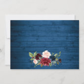 Burgundy Navy Blue Blush PHOTO Floral Wedding Save The Date (Achterkant)