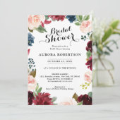 Burgundy Navy Blue Blush Roos Boho Vrijgezellenfee Kaart (Staand voorkant)