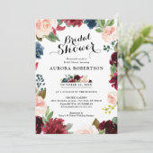 Burgundy Navy Blue Blush Roos Boho Vrijgezellenfee Kaart (Staand voorkant)