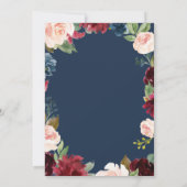 Burgundy Navy Blue Blush Roos Boho Vrijgezellenfee Kaart (Achterkant)