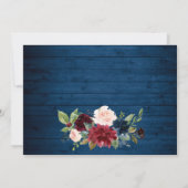Burgundy Navy Blue Blush Rustic Floral Wedding Save The Date (Achterkant)