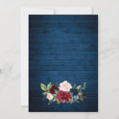Burgundy Navy Blue Blush Rustic Floral Wedding Save The Date (Achterkant)