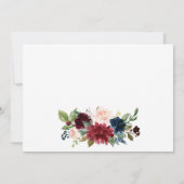 Burgundy Navy Blue Blush Rustic Floral Wedding Save The Date (Achterkant)