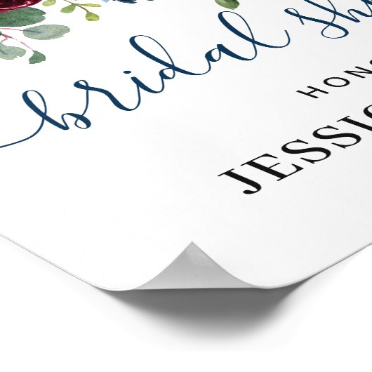 Burgundy Navy Blue Blush VRIJGEZELLENFEEST Welkom Poster (Hoek)